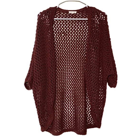 Garage Maroon Open Knit 3/4 Sleeve Cardigan Size XS-S (GUC) - Picture 1 of 8
